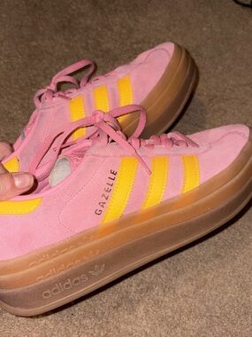 adidas Gazelle Platform Sneakers in Pink and orange